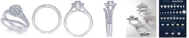 Macy's Diamond Cluster Bridal Set (1-1/2 ct. t.w.) in 14k White Gold